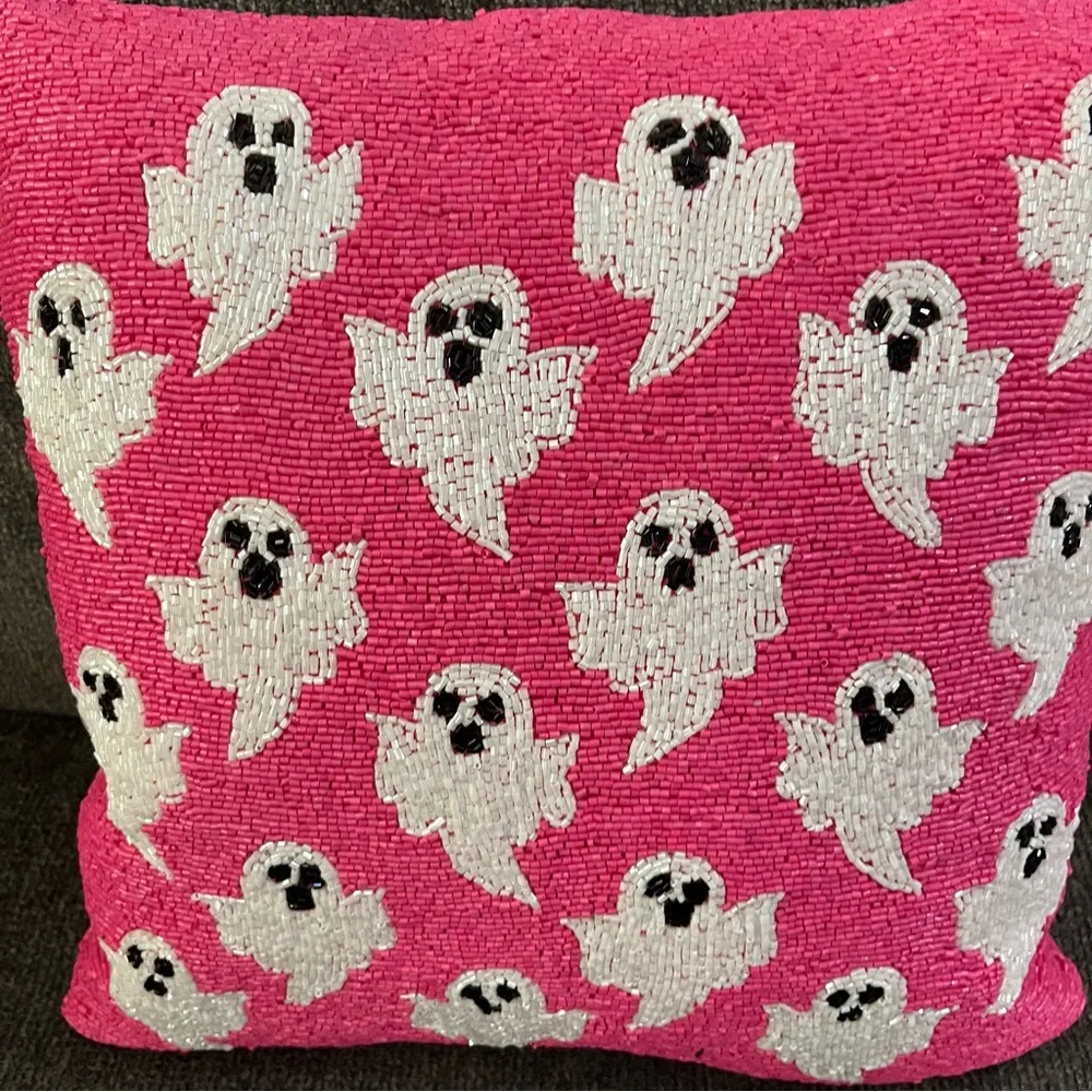 NEW NWT Well Dressed Home Beaded Ghost Pillow Tiktok Homegoods Halloween